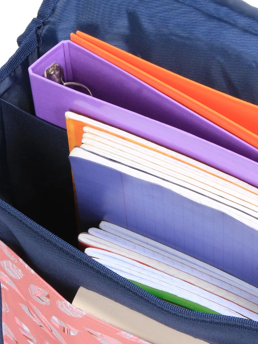 Cartable Lili Lou Plumes 38 Cm - Idéal pour École, Léger et Résistant - Plusieurs Compartiments – Image 9