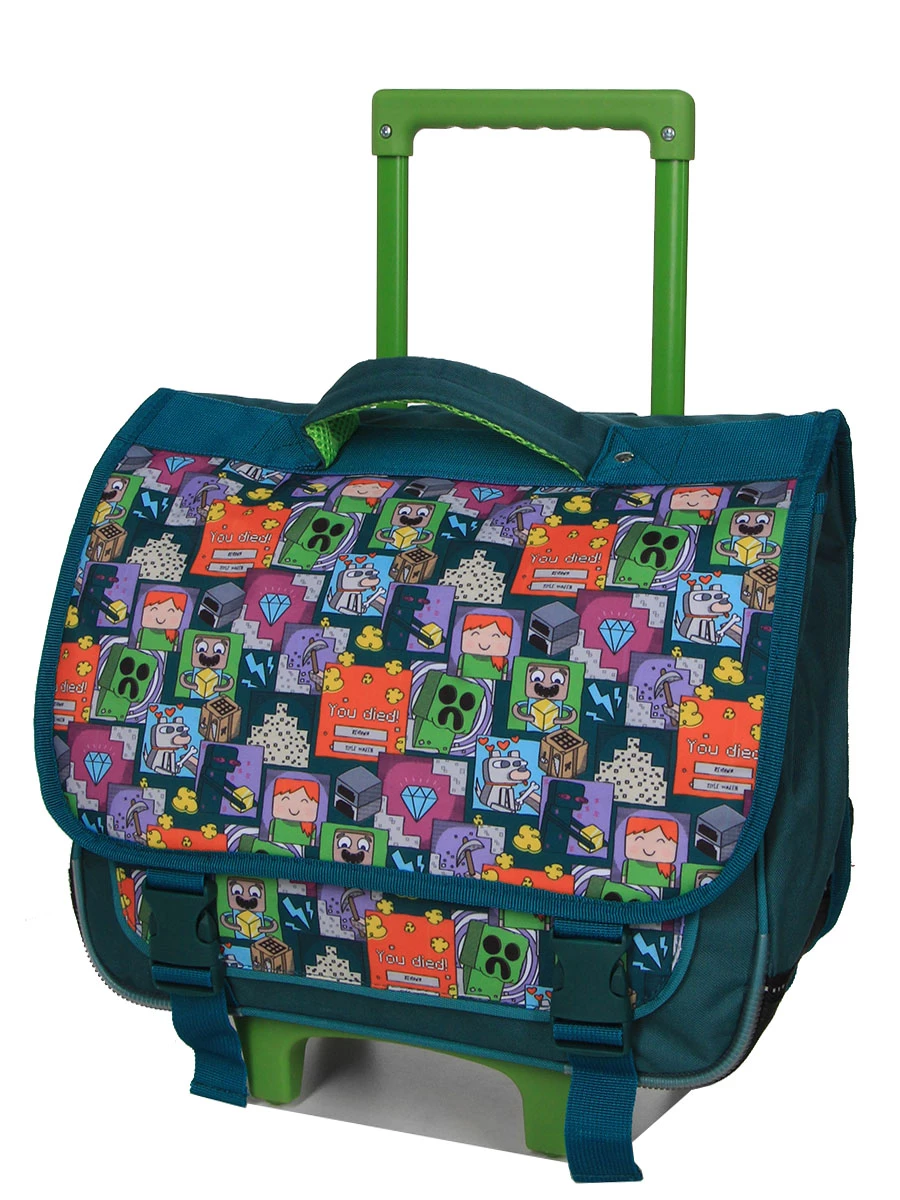 Cartable à Roulettes Minecraft Collection 38 Cm - Idéal pour l'École