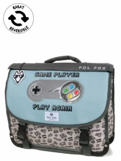 Cartable Réversible Pol Fox Gamer 38 cm - Cartable Scolaire Polyvalent et Durable