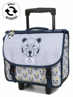 Cartable à Roulettes Réversible Pol Fox Bear 38 Cm - Cartable Scolaire Pratique et Moderne